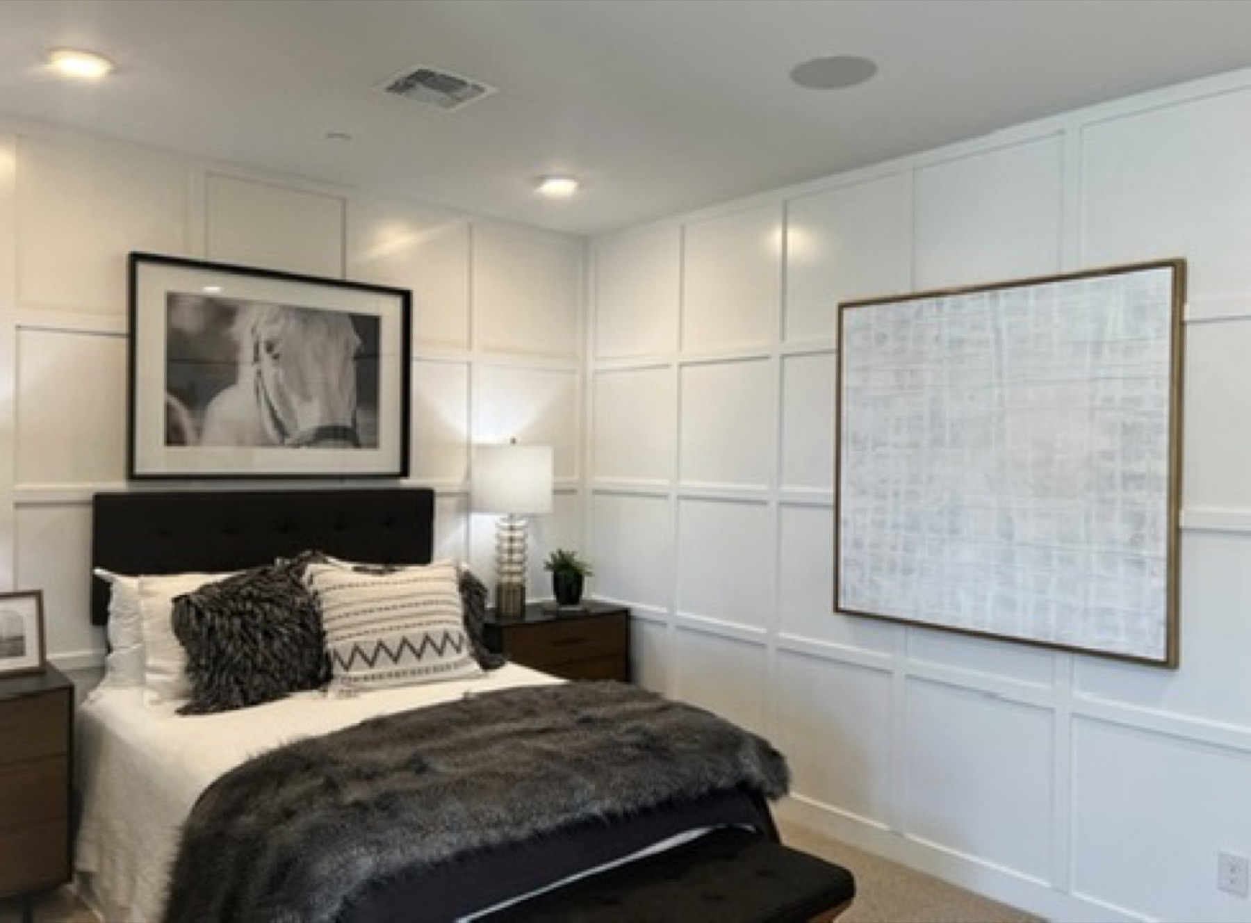 Board and batten bedroom wall