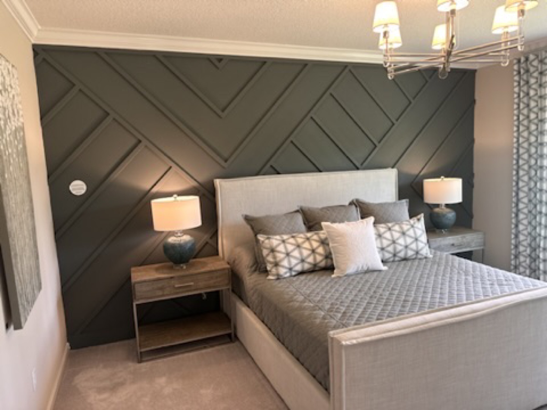 Dark geometric accent wall
